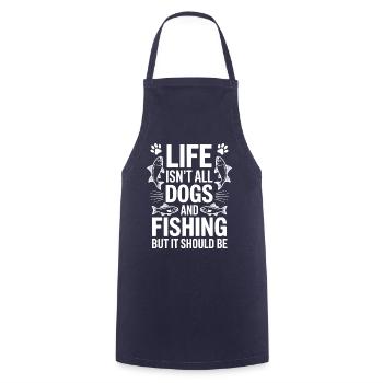 Fishing Saying Fishing Dogs Funny Angler Gift - Cooking Apron - navy - Front - AI Model Male 185 dark (185cm)