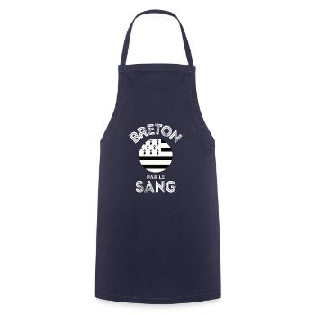 Breton par le sang avec drapeau de la Bretagne - Tablier de cuisine - marine - Devant - AI Model Male 185 dark (185cm)