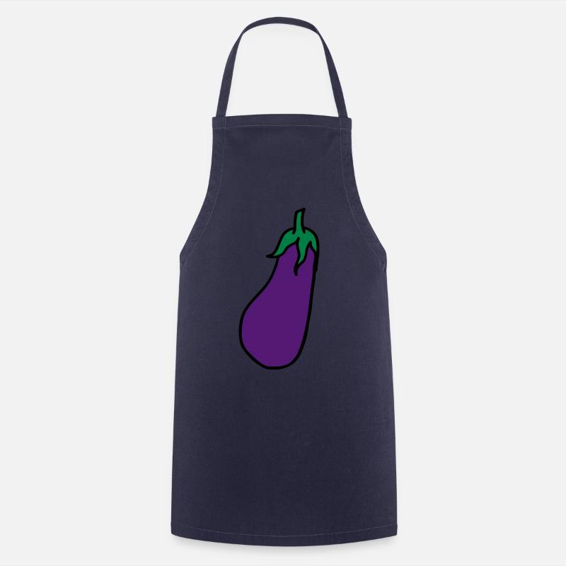Aubergine Eggplant - Cooking Apron - navy