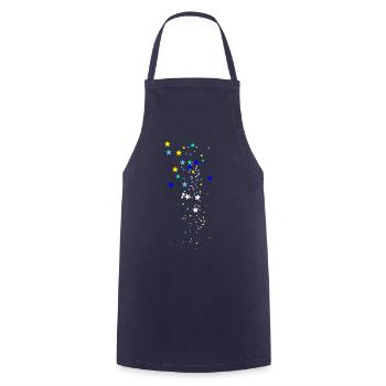 Bunte Sterne, Sterne,stern, blau, gelb - Kochschürze - Navy - Vorne - AI Model Male 185 dark (185cm)