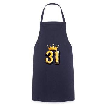 31 Zahl Trikot Krone - Kochschürze - Navy - Vorne - AI Model Male 185 dark (185cm)