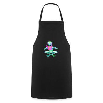 Robot Alien Studying Anatomy - 90s / Y2K / Future - Cooking Apron - black - Front - AI Model Male 185 dark (185cm)