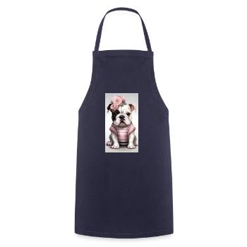 Bulldogge - Kochschürze - Navy - Vorne - AI Model Male 185 dark (185cm)