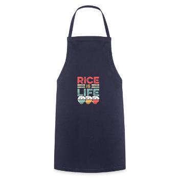 Rice is life Asian or Chinese person - Cooking Apron - navy - Front - AI Model Male 185 dark (185cm)