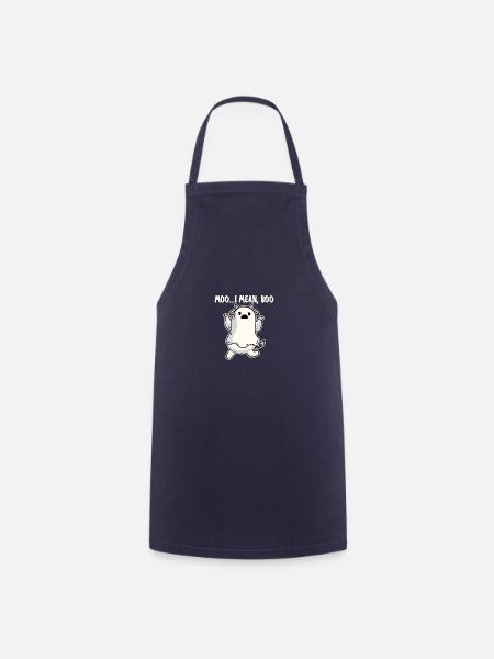 Ghost Cow Moo Je veux dire Boo citation drôle citrouille - Tablier de cuisine - marine