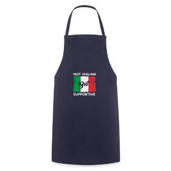 Notated quote not Italian, but at the bottom - Cooking Apron - navy - Front - AI Model Male 185 dark (185cm)