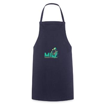 Vintage citation champignons ID comme nourriture - Tablier de cuisine - marine - Devant - AI Model Male 185 dark (185cm)