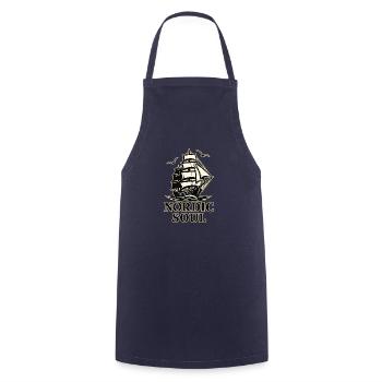 Nordic Soul – Maritime Vintage Sailing Ship Design - Cooking Apron - navy - Front - AI Model Male 185 dark (185cm)
