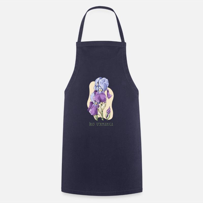 Dessin botanique de l’iris - Tablier de cuisine - marine