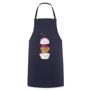 Playful cupcake illustration in individual parts - Cooking Apron - navy - Front - AI Model Male 185 dark (185cm)