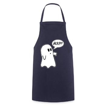 Booooo Fantôme Halloween - Tablier de cuisine - marine - Devant - AI Model Male 185 dark (185cm)