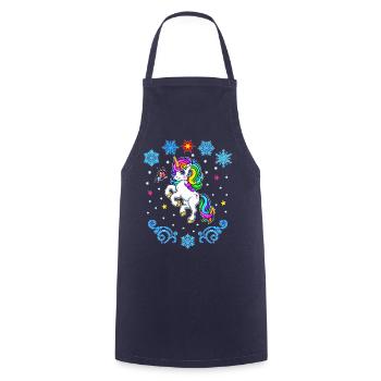 Licorne colorée avec flocons de neige Noël 2022 - Tablier de cuisine - marine - Devant - AI Model Male 185 dark (185cm)