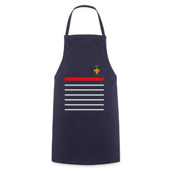FFA Flasche Wein und Gläser 2 Sterne - Kochschürze - Navy - Vorne - AI Model Male 185 dark (185cm)