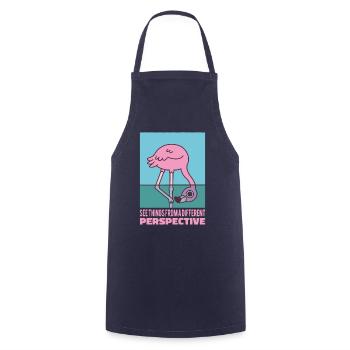 Flamingo voit les choses sous un angle différent - Tablier de cuisine - marine - Devant - AI Model Male 185 dark (185cm)