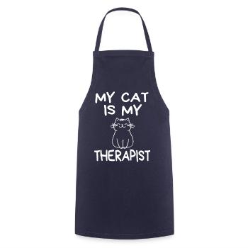 My cat is my therapist - Cooking Apron - navy - Front - AI Model Male 185 dark (185cm)