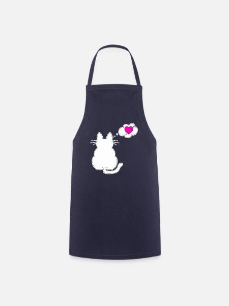 Love my cat & my cat loves me - Cooking Apron - navy