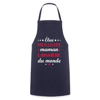 Élue meilleure maman caissière, fête des mères - Tablier de cuisine - marine - Devant - AI Model Male 185 dark (185cm)