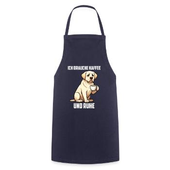Ich Brauche Kaffee und Ruhe Labrador Labbi - Kochschürze - Navy - Vorne - AI Model Male 185 dark (185cm)