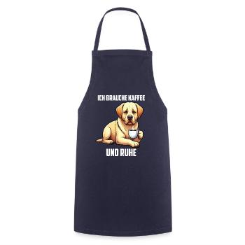 Ich Brauche Kaffee und Ruhe Labrador Labbi - Kochschürze - Navy - Vorne - AI Model Male 185 dark (185cm)