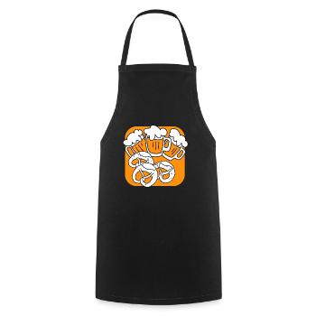 Octoberfest beer party. Beer mug and Brezel. - Cooking Apron - black - Front - AI Model Male 185 dark (185cm)