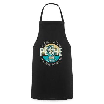 Pêche - Pêcheur Apéro Humour - Tablier de cuisine - noir - Devant - AI Model Male 185 dark (185cm)