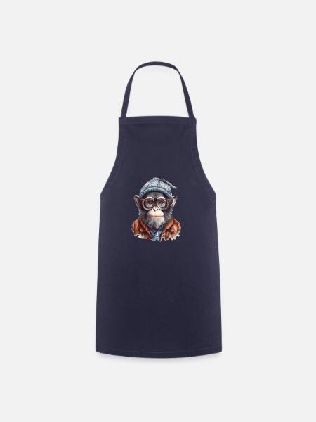Cooler Affe mit Mütze und Brille - Kochschürze - Navy