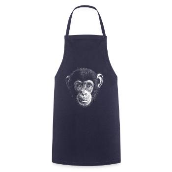 Chimpanzee Portrait Wildlife Wildlife Jungle - Cooking Apron - navy - Front - AI Model Male 185 dark (185cm)