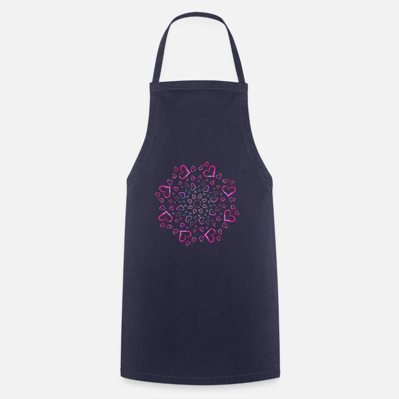 Mandala pink hearts - Cooking Apron - navy