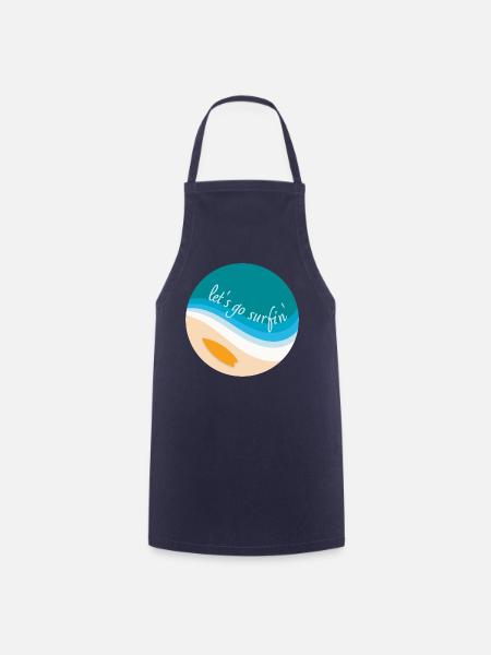 Let's go surfin' surfing (round design) - Cooking Apron - navy