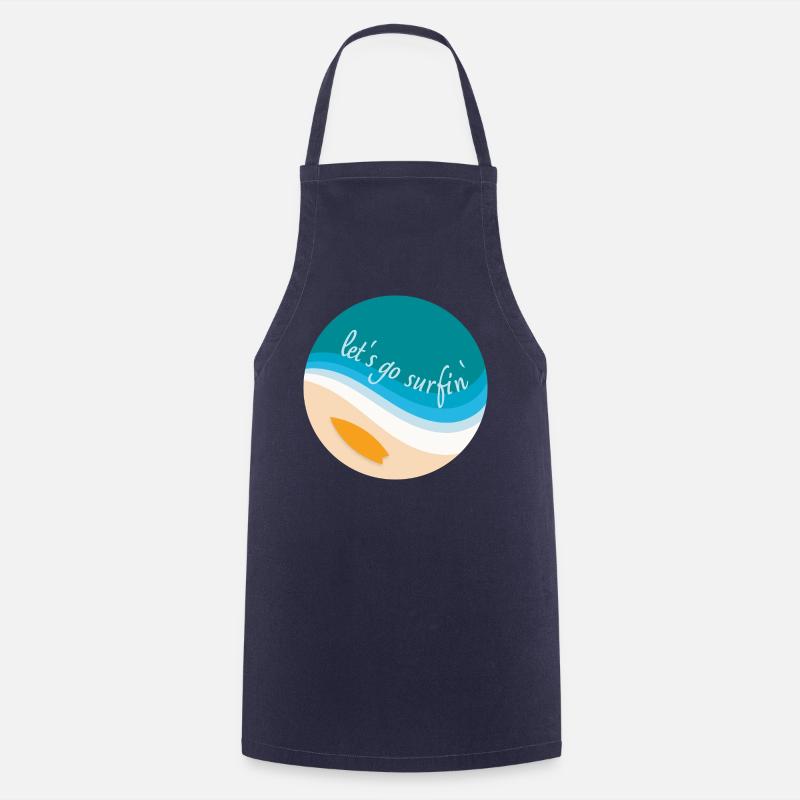 Let's go surfin' surfing (round design) - Cooking Apron - navy
