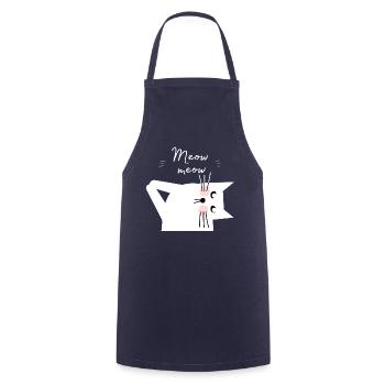 MEOW MEOW. Katze Miau miau! - Kochschürze - Navy - Vorne - AI Model Male 185 dark (185cm)