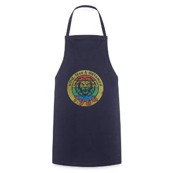 60th Birthday Wild, free & untamed since 1964 - Cooking Apron - navy - Front - AI Model Male 185 dark (185cm)