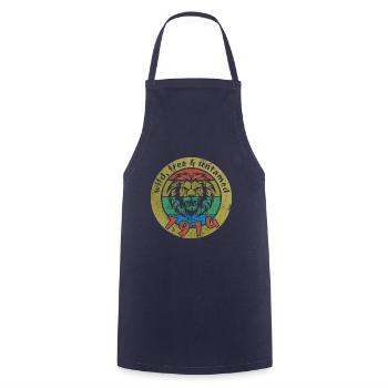 50th Birthday Wild, free & untamed since 1974 - Cooking Apron - navy - Front - AI Model Male 185 dark (185cm)