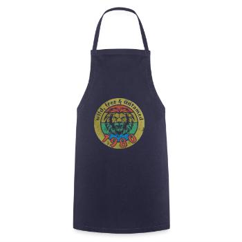 44th Birthday Wild, free & untamed since 1980 - Cooking Apron - navy - Front - AI Model Male 185 dark (185cm)