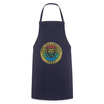 44. Birthday Wild, free & untamed since 02/1981 - Cooking Apron - navy - Front - AI Model Male 185 dark (185cm)
