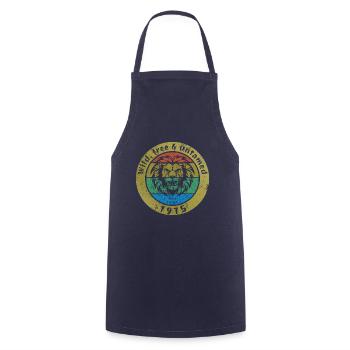 Wild, free & untamed since 06/1975 - Cooking Apron - navy - Front - AI Model Male 185 dark (185cm)