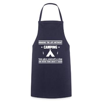 Stell dir ein Leben ohne Camping - Kochschürze - Navy - Vorne - AI Model Male 185 dark (185cm)