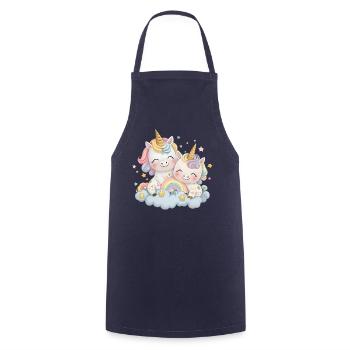 Einhorn zwei Einhörner Einhornshirt Regenbogen - Kochschürze - Navy - Vorne - AI Model Male 185 dark (185cm)