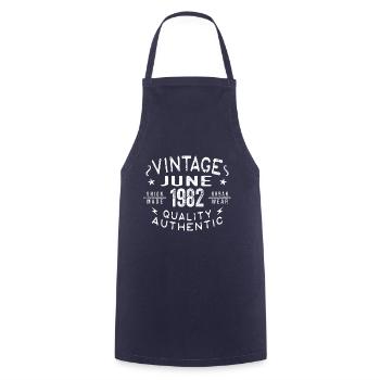 1982 June 1982 Anniversary June 1982 June Birthday - Cooking Apron - navy - Front - AI Model Male 185 dark (185cm)