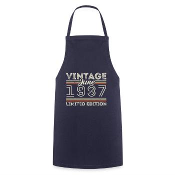 June 1987 June Birthday Present June 1987 - Cooking Apron - navy - Front - AI Model Male 185 dark (185cm)