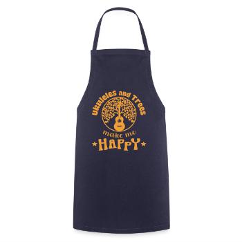 Ukuleles and Trees make me Happy orange - Cooking Apron - navy - Front - AI Model Male 185 dark (185cm)