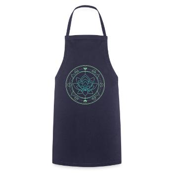 Lotus Moon Sacred Geometry - Cooking Apron - navy - Front - AI Model Male 185 dark (185cm)