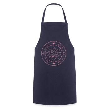 Lotus Moon Sacred Geometry - Cooking Apron - navy - Front - AI Model Male 185 dark (185cm)