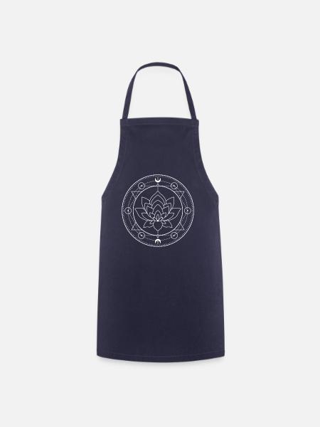 Lotus Lune Géométrie sacrée - Tablier de cuisine - marine
