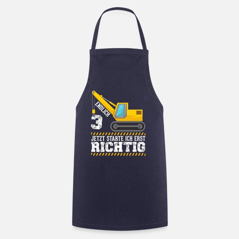 3. Geburtstag Bagger deko ich bin Endlich 3 Jahre - Kochschürze - Navy