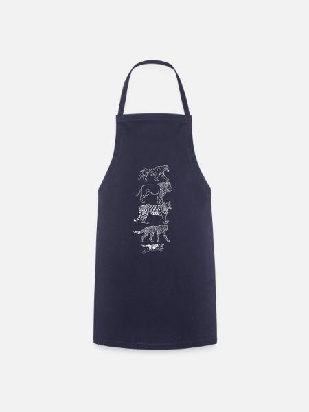 Evolution Katze Tiger Gepard Löwe Senkrecht weiß - Kochschürze - Navy