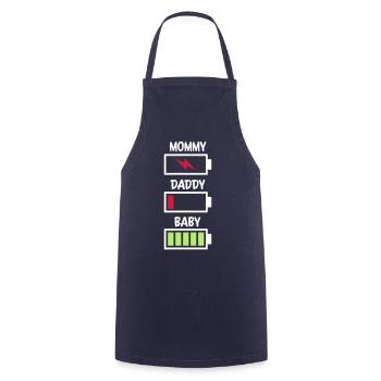 Batterie maman papa bébé - Tablier de cuisine - marine - Devant - AI Model Male 185 dark (185cm)