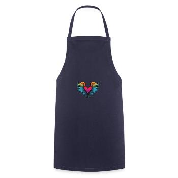 Coeur Ailes Ange Amour - Tablier de cuisine - marine - Devant - AI Model Male 185 dark (185cm)