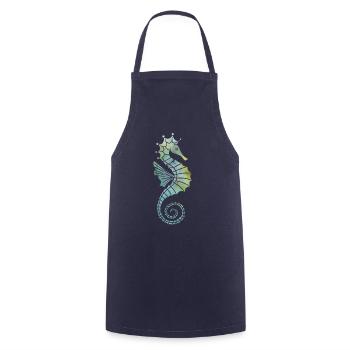 sea horse - Cooking Apron - navy - Front - AI Model Male 185 dark (185cm)