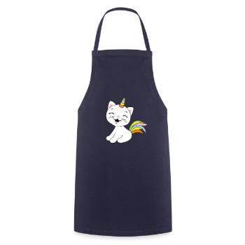 Cute smiling cat unicorn - Cooking Apron - navy - Front - AI Model Male 185 dark (185cm)